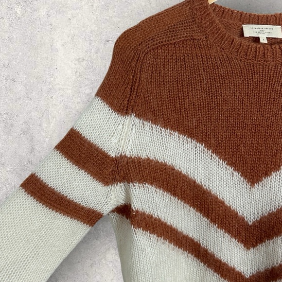 Sezane Joy Jumper Sweater Mohair Merino Wool Brown Ecru Size Small French Knit S - Picture 9 of 16